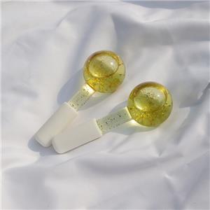 High-borosilicate Glass facial ice globes -Glittery-Yellow