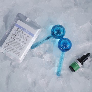 High-borosilicate Glass facial ice globes -transparent-blue