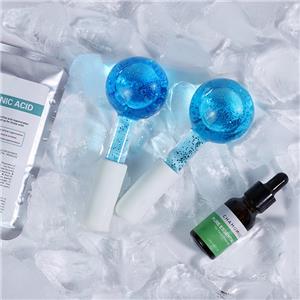 High-borosilicate Glass facial ice globes -Glittery-Blue