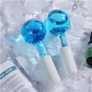 High-borosilicate Glass facial ice globes -Glittery-Blue