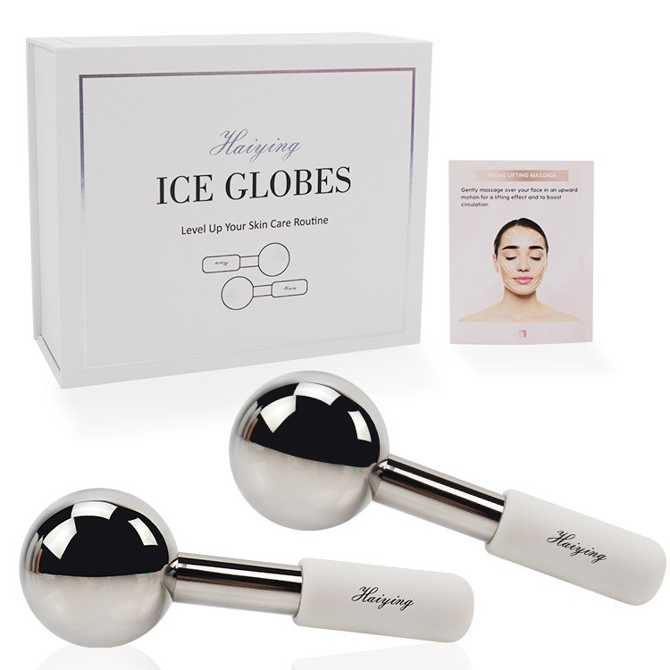 2023 custom Logo Stainless Steel Cooling Roller Ice Cryo Sticks Face Massager Metal Ice Globes For Facials