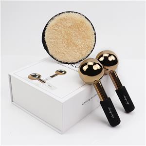 Beauty Facial Ice Roller Cooling Globe Set Cryo Massage Ball gold Stainless Steel Mini Facials Ice Globes For Face