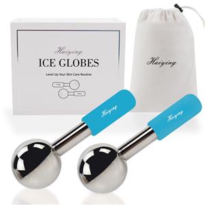 Beauty Facial Ice Roller Cooling Globe Set Cryo Massage Ball gold Stainless Steel Mini Facials Ice Globes For Face