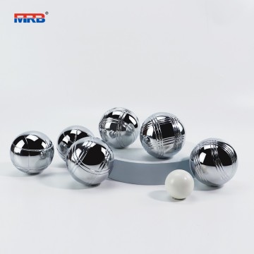 Bocce Ball Set 73mm Petanque Boules French Balls with 6 Silver Balls and Carry Bag for Outdoor Garden Beach Games