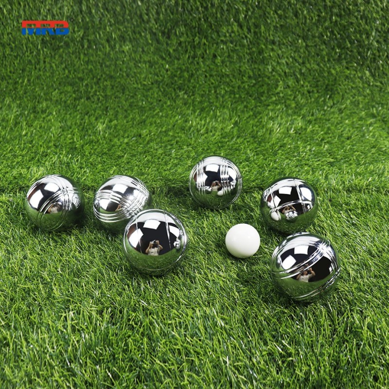 Garden Game Ball 6 Silver Bocce Ball Petanque Set Chrome 6 pcs metal petanque Boules Set in nylon bag