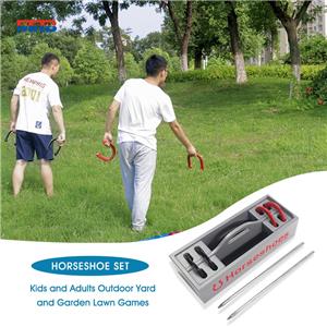 Sports Horseshoes Set Metal Horseshoe Game Set for Adults + Kids Official Weight Steel Horseshoes Toss Game