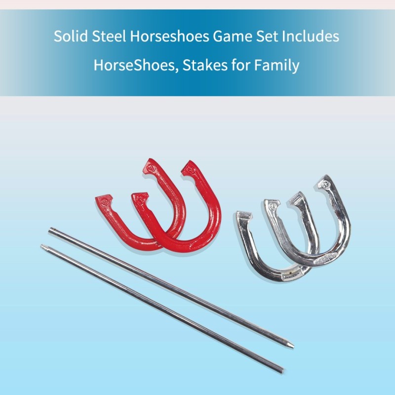 Horseshoes Set, Lawn Horseshoes Outside Game Set for Teens Adults Families - Includes 4 Horseshoes, 2 Stakes and Carrying Case