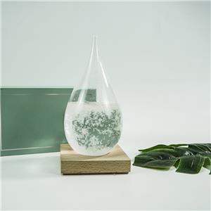 Storm Glass Weather Station Predictor Barometer Bottle with Wood Base for Home and Office Decoration Weather Station