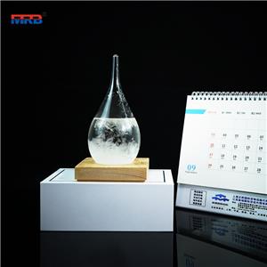 Storm Glass Weather Station Predictor Barometer Bottle with Wood Base for Home and Office Decoration Weather Station