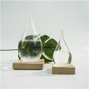 Storm Glass Weather Station Predictor Barometer Bottle with Wood Base for Home and Office Decoration Weather Station
