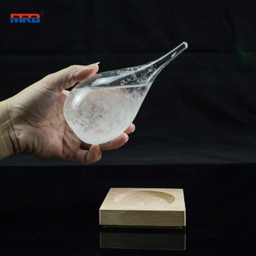 Storm Glass Weather Station Predictor Barometer Bottle with Wood Base for Home and Office Decoration Weather Station