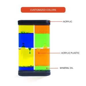 Custom autism sensory therapy Acrylic Floating Colorful Oil And Water Toys Liquid Hourglass Sand Timer