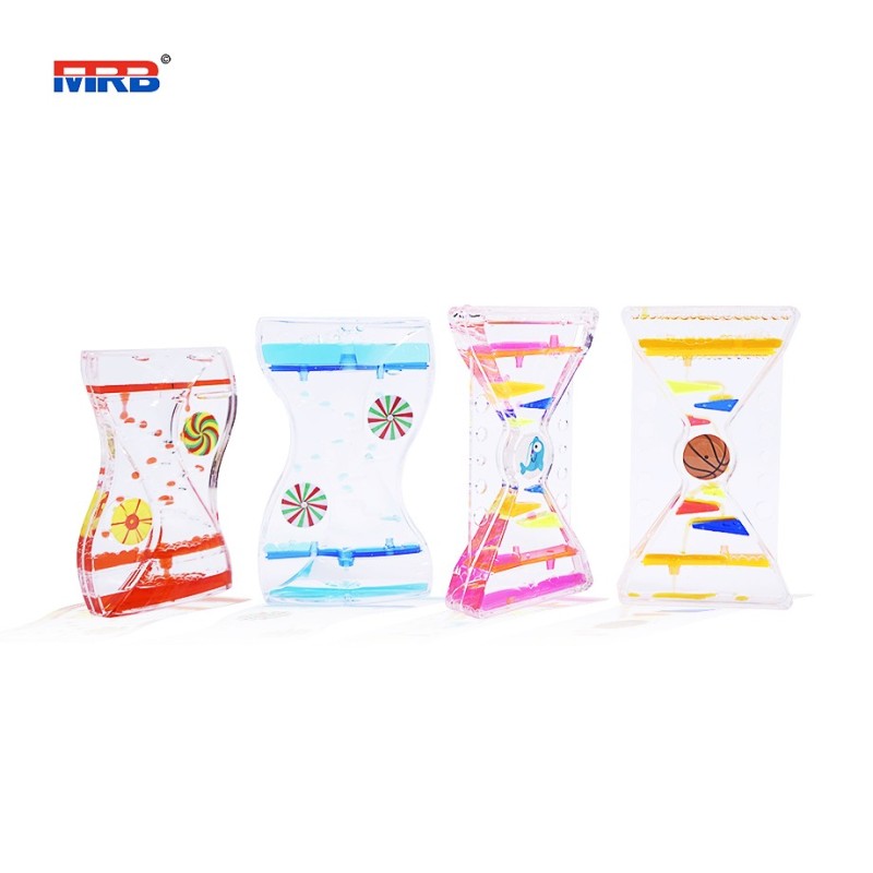 sensory liquid motion timer bubbler toy color liquid timers with liquid inside upward hourglass
