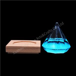 Storm Glass with Wooden Base Water Cube Shape Weather Glass Decor Gift
