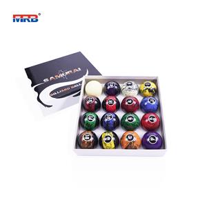 made in china custom billiard balls 2-1/4 inch Black Swirl Complete Billiards & Pool Balls Set