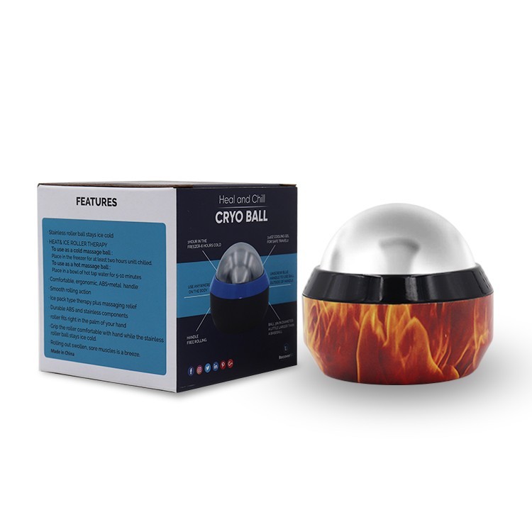 60mm Customize the print pattern Cryosphere ABS Plastic Housing Stainless Steel Cold Roller Massage Ball