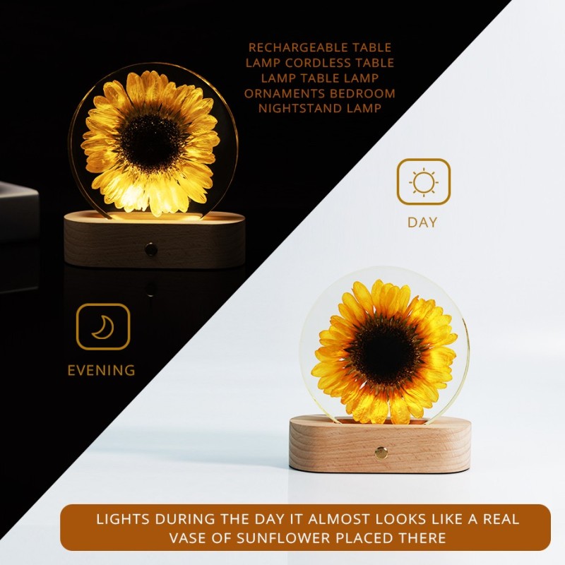Sunflower Night Light Christmas Stuffer LED Night Light Plug In Gift For Her Room Light Sunflowers Room Decor