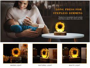 Flower Light Touch Lamp Rechargeable Cordless Table Lamp Handmade Gift