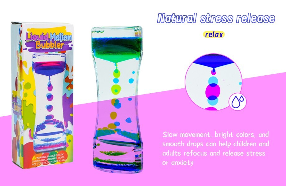 Motion Liquid Motion Bubbler Visual Sensory Timer 2 Minute Liquid Timer New Big Calming Sensory Water Bubbler Toy