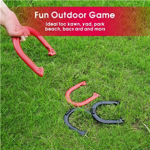 Professional Grade Horseshoe Set Heavy Duty Set with Wooden box 4 Horse Shoes and 2 Poles for Outdoor Fun