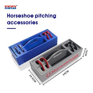 Professional Grade Horseshoe Set Heavy Duty Set with Wooden box 4 Horse Shoes and 2 Poles for Outdoor Fun