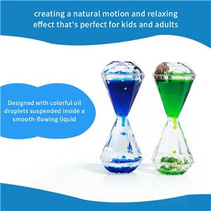 Diamond Shape Floating Liquid Motion Bubbler Timer Animal Oil Hourglass Desk Toy