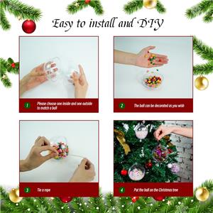 sublimation blank products business gift set Transparent Plastic Fillable Ball Ornament for Xmas Tree