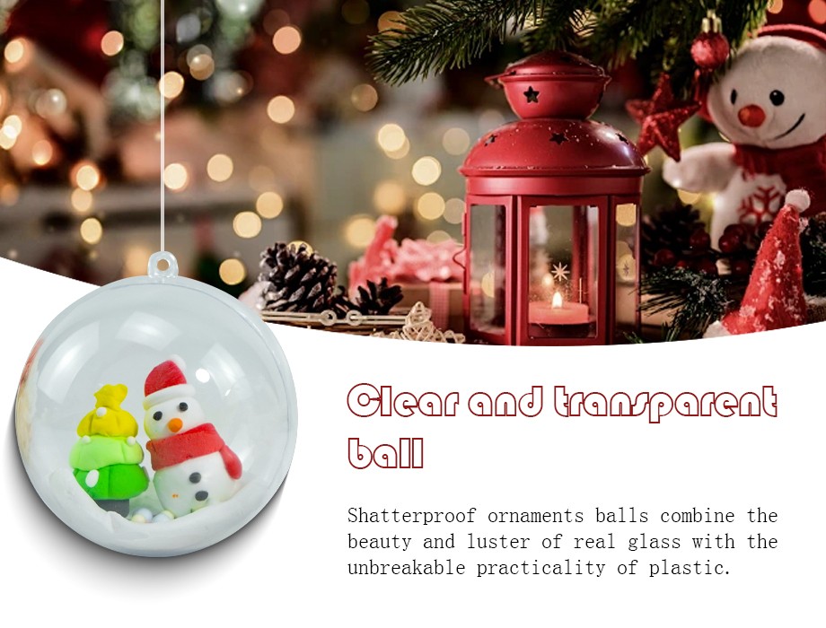 Transparent Plastic Fillable Ball Ornament for Xmas Tree