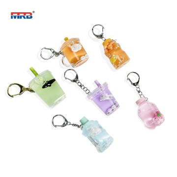 Girls Women Interesting Help Relax Floating bear Baby Moving Sand Bottle Keychain Keyring holder stand for teacher gift