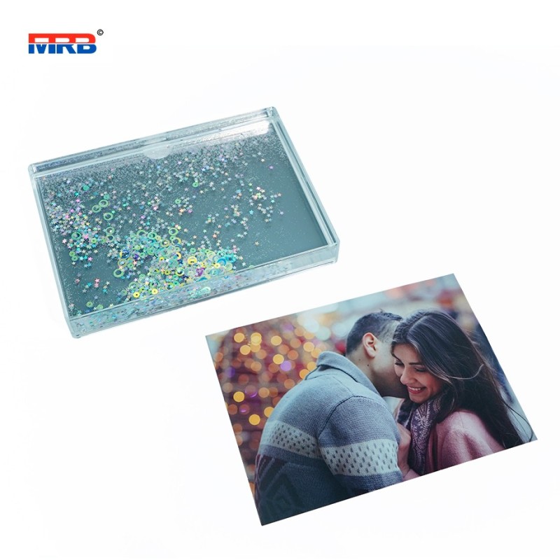 Buy Blank Snow Frame Photo Block Insert Floating Glitter Liquid Acrylic Photo Frame for Mini Style Photos
