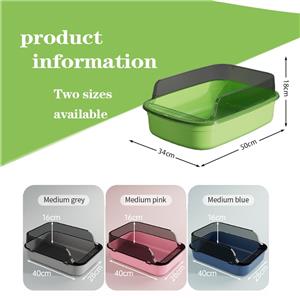 Custom High-Sided Open Cat Litter Box 20L Easy Clean Plastic with Anti-Spill Guard and Scoop