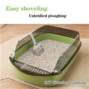 Custom High-Sided Open Cat Litter Box 20L Easy Clean Plastic with Anti-Spill Guard and Scoop