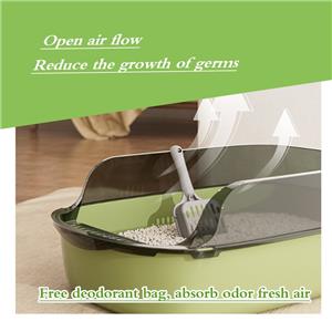 Custom High-Sided Open Cat Litter Box 20L Easy Clean Plastic with Anti-Spill Guard and Scoop