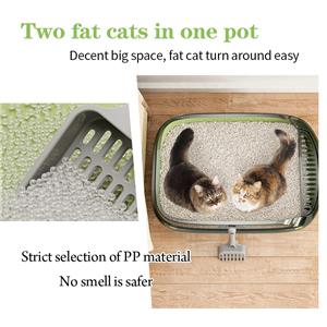 Custom High-Sided Open Cat Litter Box 20L Easy Clean Plastic with Anti-Spill Guard and Scoop