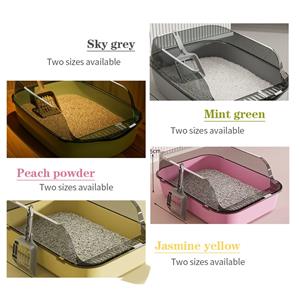 Custom High-Sided Open Cat Litter Box 20L Easy Clean Plastic with Anti-Spill Guard and Scoop