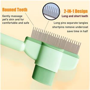 Customized Size One-Key Self-Cleaning Pet Hair Comb Stainless Steel ABS Material Grooming Shed Remover Brush Set for Dogs Cats