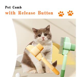 Customized Size One-Key Self-Cleaning Pet Hair Comb Stainless Steel ABS Material Grooming Shed Remover Brush Set for Dogs Cats
