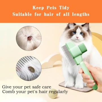 Customized Size One-Key Self-Cleaning Pet Hair Comb Stainless Steel ABS Material Grooming Shed Remover Brush Set for Dogs Cats