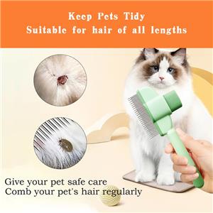 Customized Size One-Key Self-Cleaning Pet Hair Comb Stainless Steel ABS Material Grooming Shed Remover Brush Set for Dogs Cats