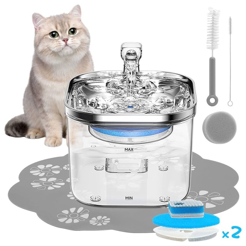 Custom Stainless Steel Automatic Cat Dog Drinking Fountain 2L Pet Water Fountain