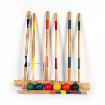 Asweets Classic Wooden Croquet Set Outdoor Family Fun Soccer Table Includes Croquet Mallets