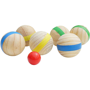 Outdoor Sports & Entertainment Wooden Petanque Bocce Boules Ball Set for Play & Fun!