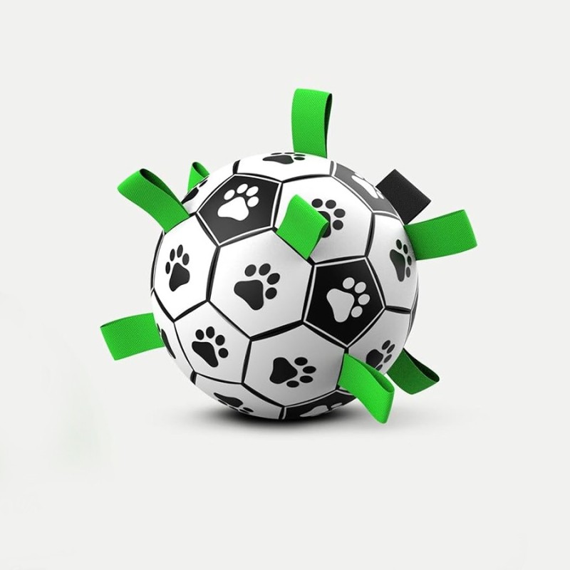 Custom Durable PVC Leather Soccer Ball Dogs Size 2-3 Interactive Football Toy Straps Non-Toxic Pet Chewing Training Sports