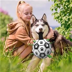 Interactive Dog Toy Novelty PU Soccer Ball with Grab Tabs for Cats and Dogs