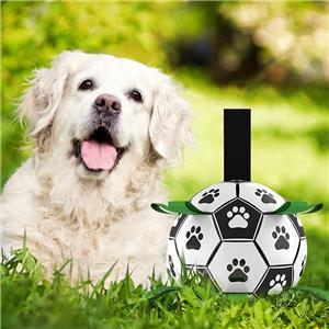Interactive Dog Toy Novelty PU Soccer Ball with Grab Tabs for Cats and Dogs