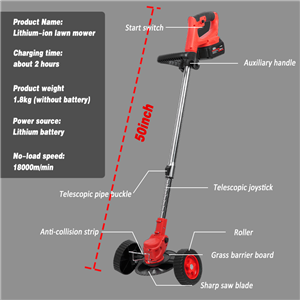 Electric Retractable Lawn Mower with Premium Plastic, Steel/Aluminum Tube and Motor - Ultra - Light at 1.8kg for Easy Handling