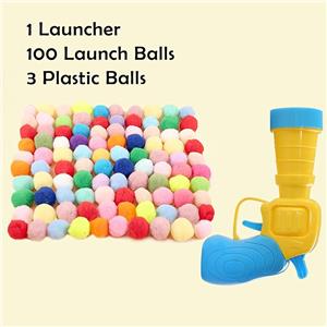20 Pom Pom Balls Cat Toy Ball Launcher Safe Durable Interactive Indoor Cat Fetch Toy Plush Ball Shooting Gun for Adult Cats