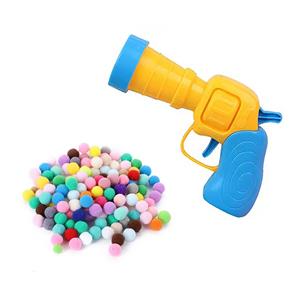 20 Pom Pom Balls Cat Toy Ball Launcher Safe Durable Interactive Indoor Cat Fetch Toy Plush Ball Shooting Gun for Adult Cats