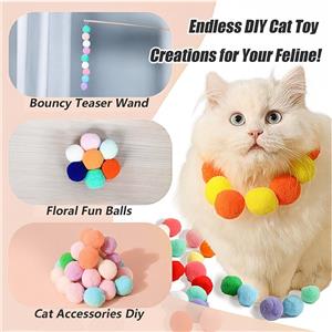 20 Pom Pom Balls Cat Toy Ball Launcher Safe Durable Interactive Indoor Cat Fetch Toy Plush Ball Shooting Gun for Adult Cats