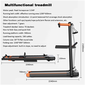 Super Quiet Treadmill for Small Space Detachable Strength Training Rack 15mm Thickness Soft Runway Fitness Machine